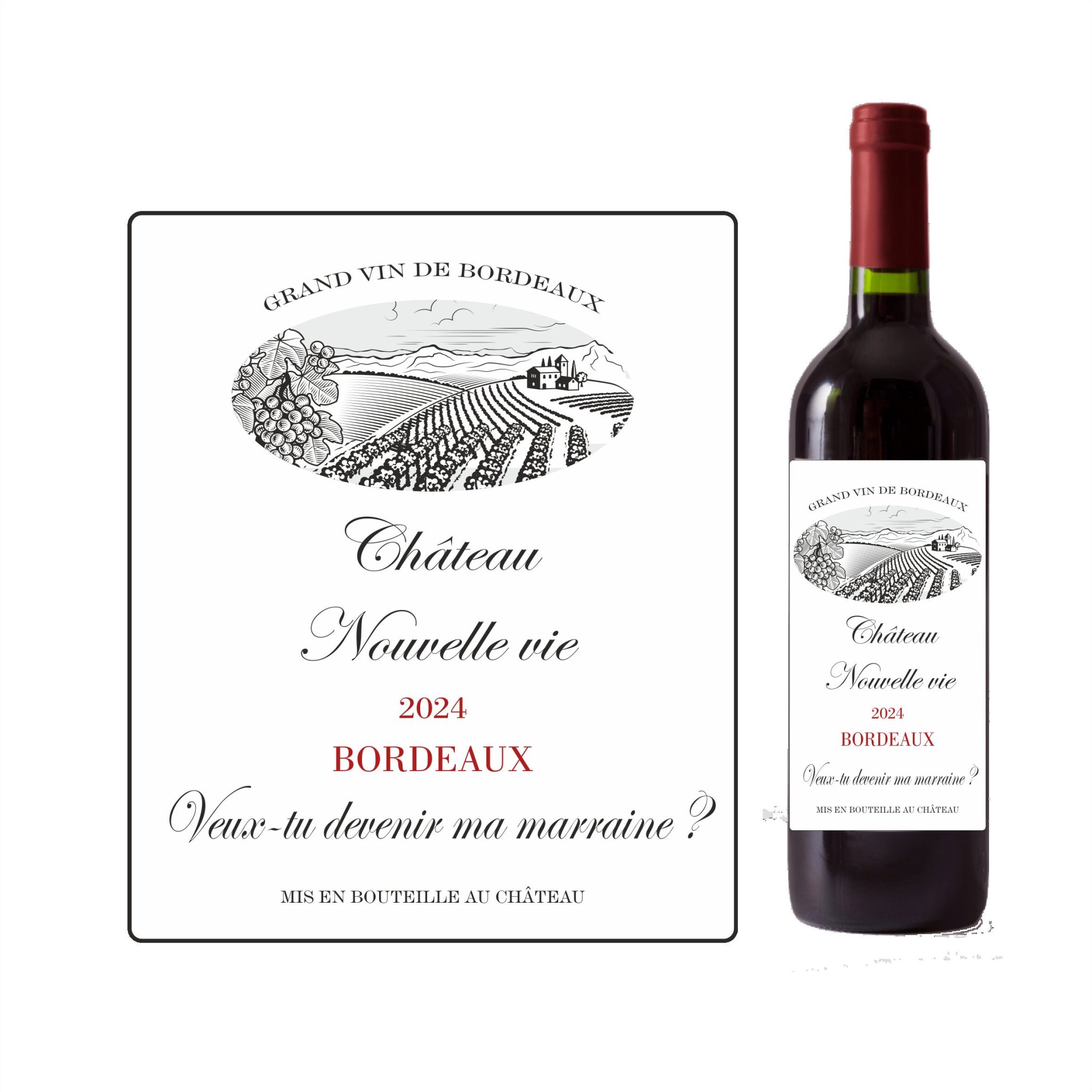 Veux-tu devenir mon parrain ? Etiquette — annonce grossesse vin