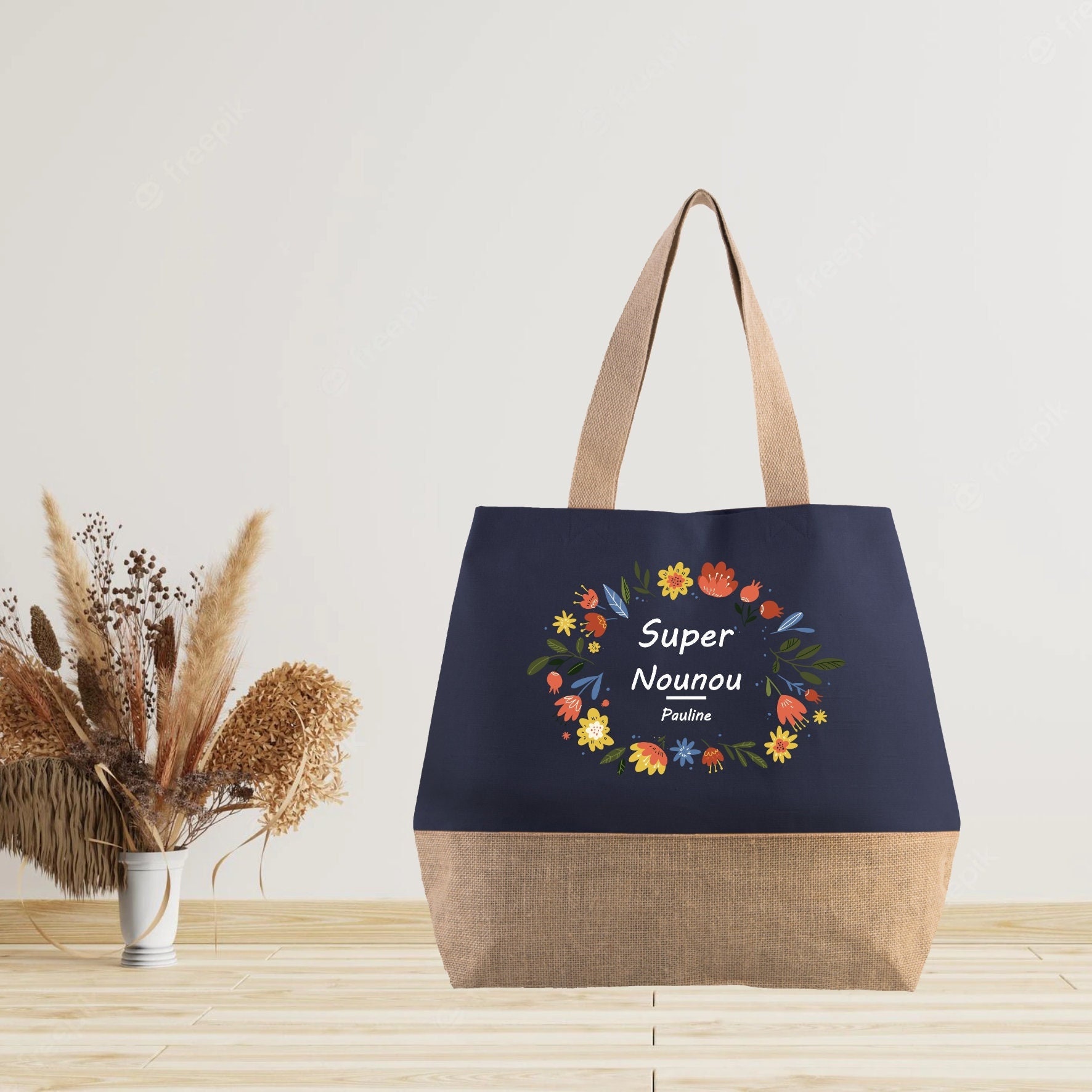 Grand sac à personnaliser Nounou — cadeau nounou personnalisé