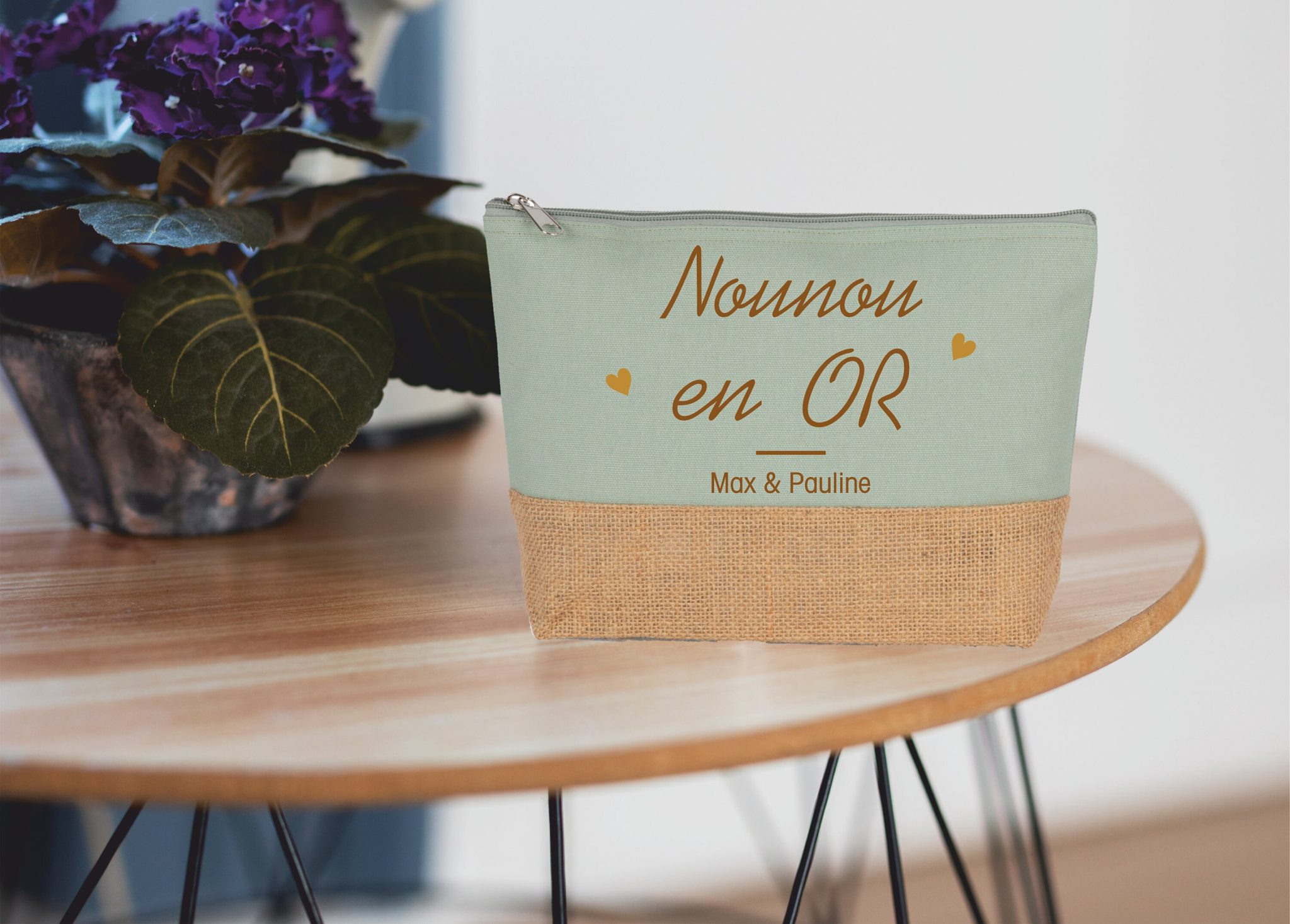 Grande trousse à personnaliser Nounou en Or — anniversaire nounou
