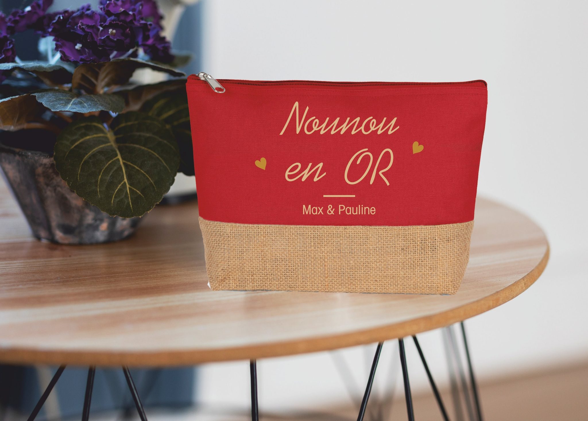 Grande trousse à personnaliser Nounou en Or — cadeau à personnaliser
