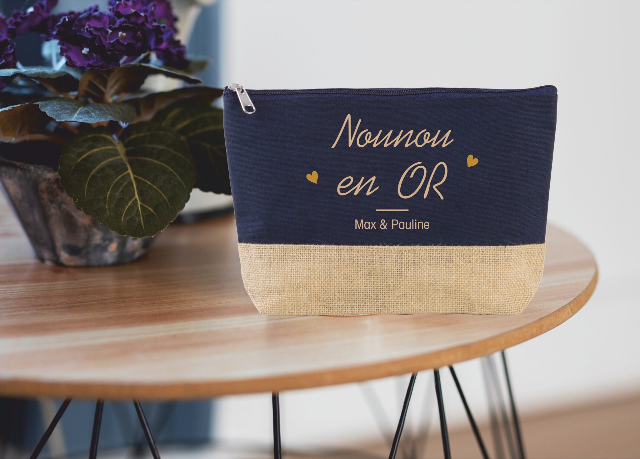 Grande trousse à personnaliser Nounou en Or — cadeau nounou personnalisé
