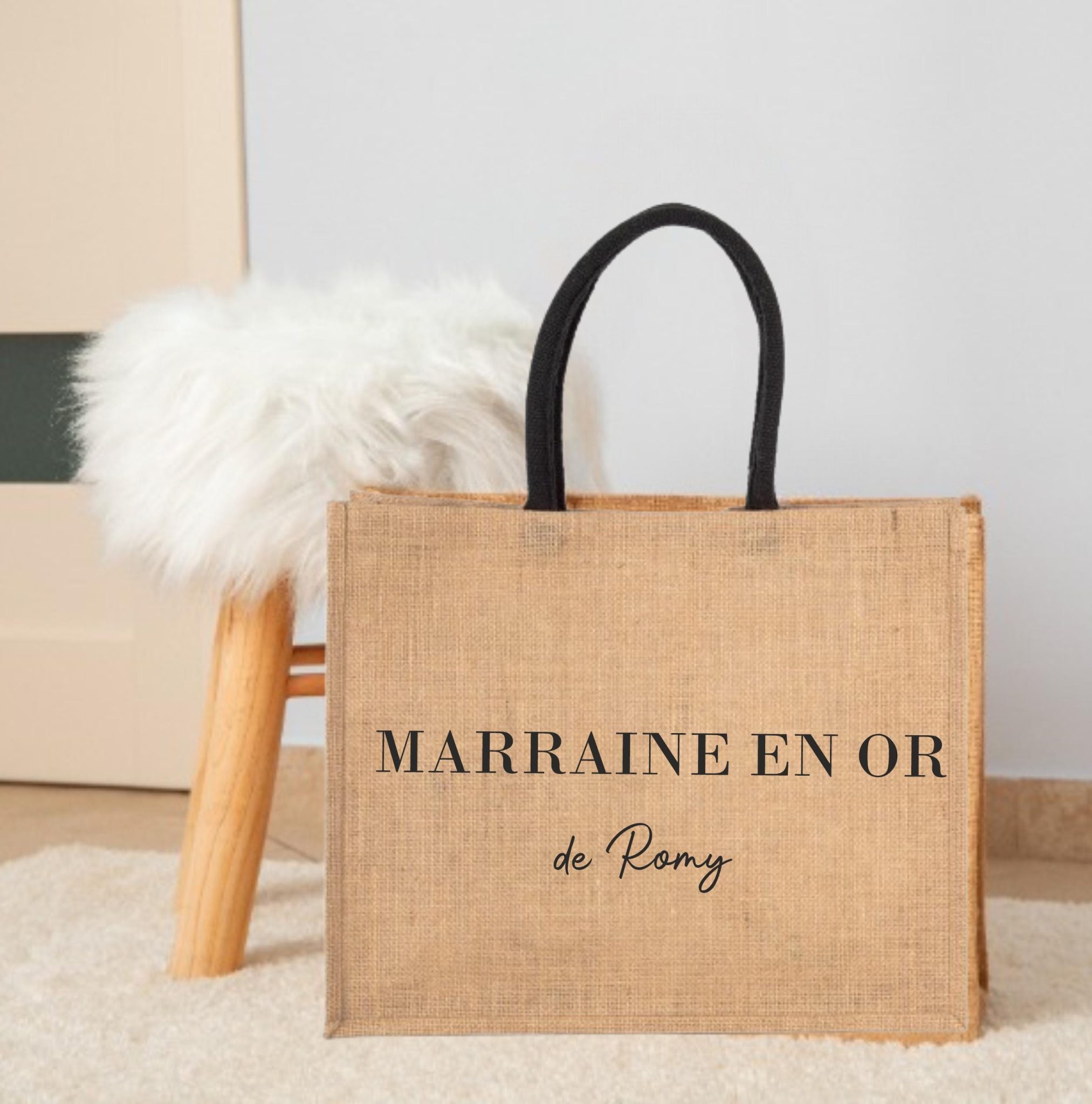 Sac en jute "Atsem en Or" personnalisé pour un Atsem — cadeau fin d'année atsem
