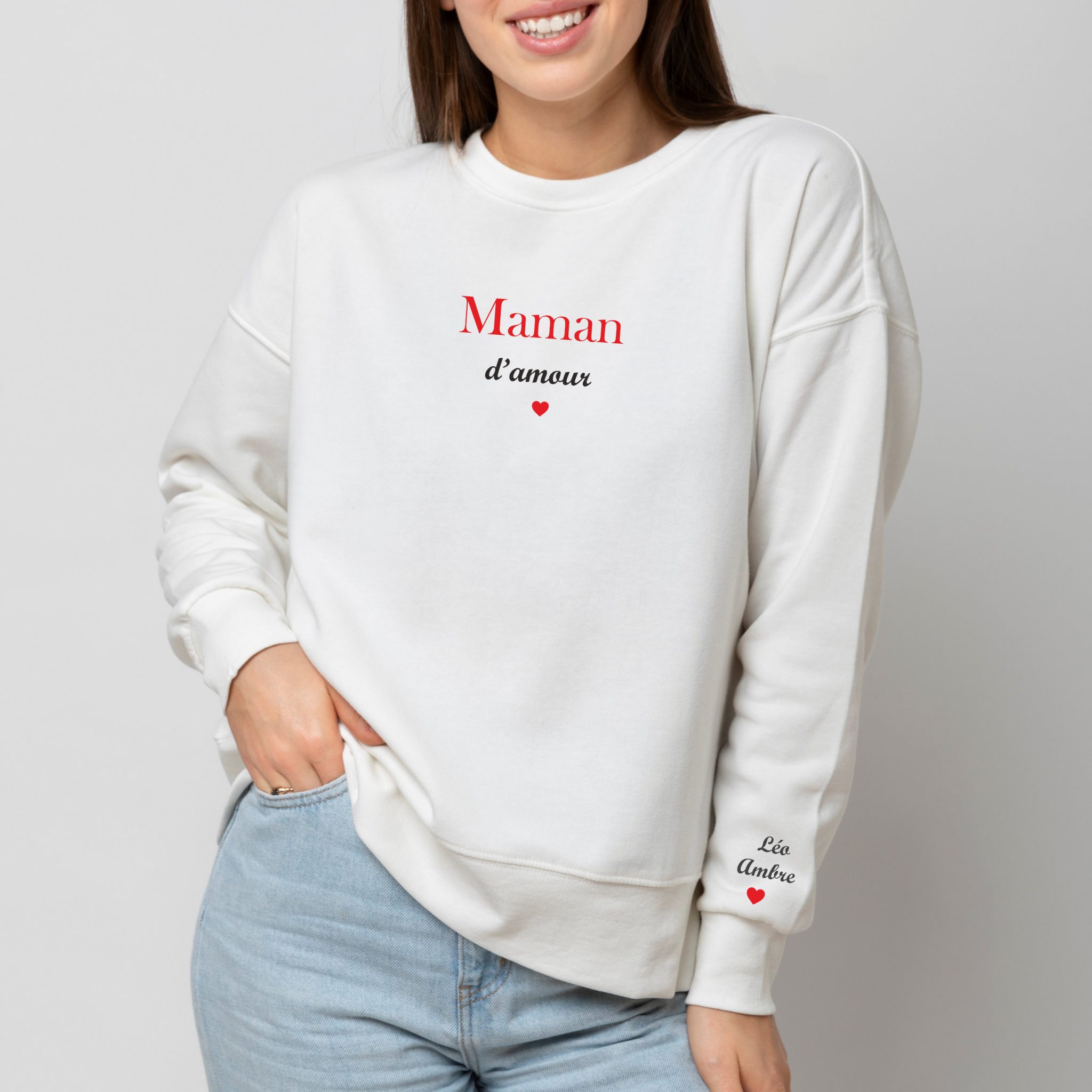 Sweat personnalisé Maman d amour — cadeau prénom maman