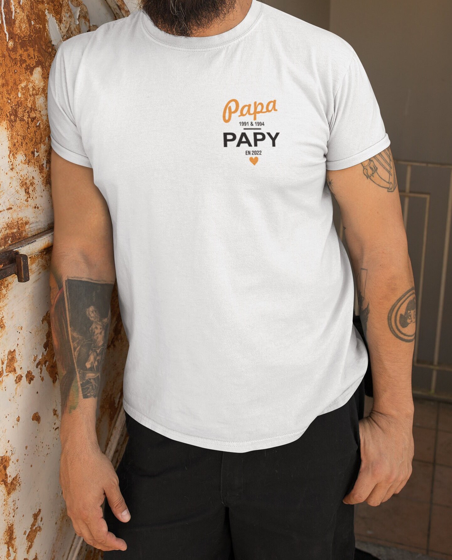 T-shirt à personnaliser PAPA PAPY annonce grossesse — annonce grossesse grand parent