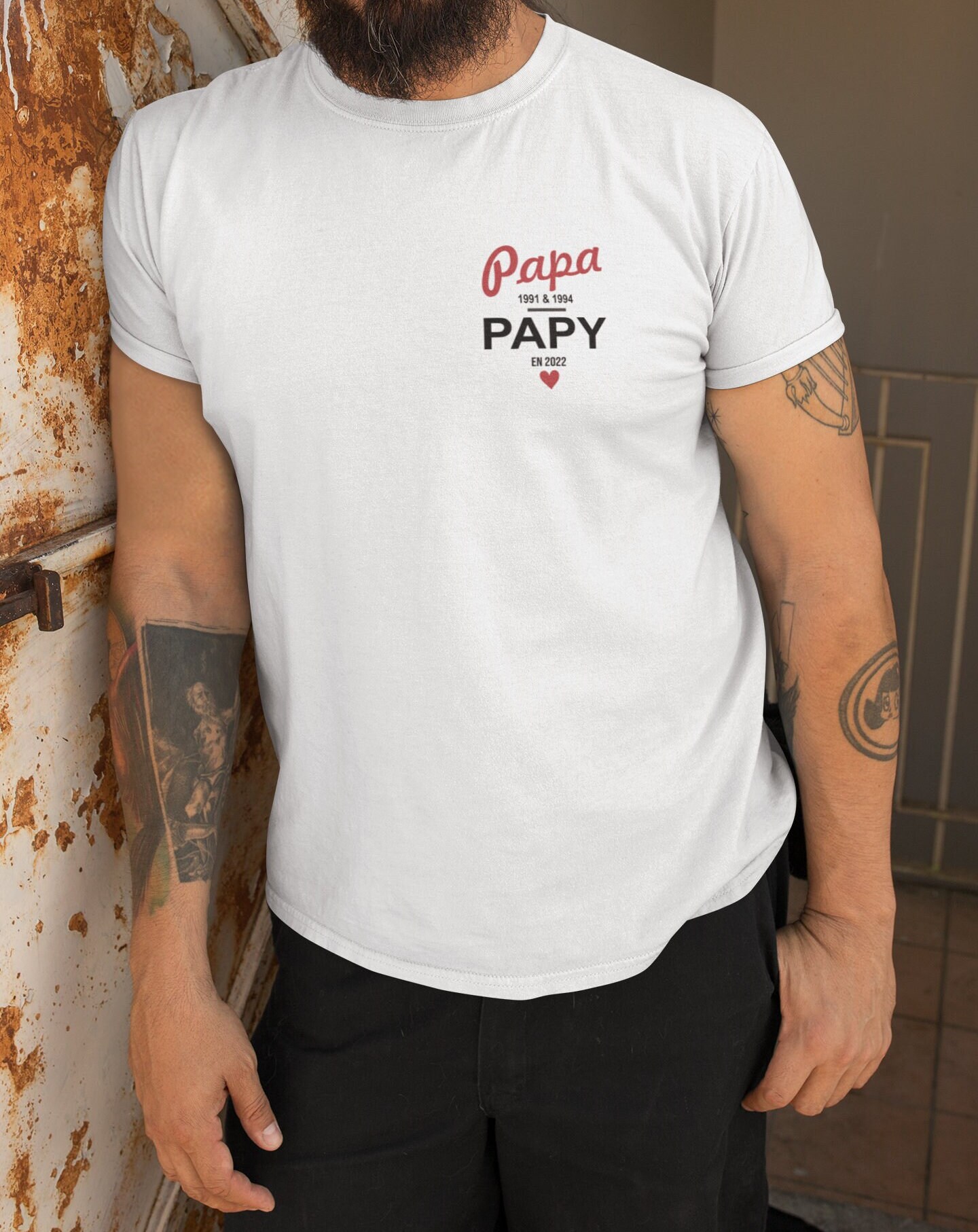 T-shirt à personnaliser PAPA PAPY annonce grossesse — annonce grossesse papa papy