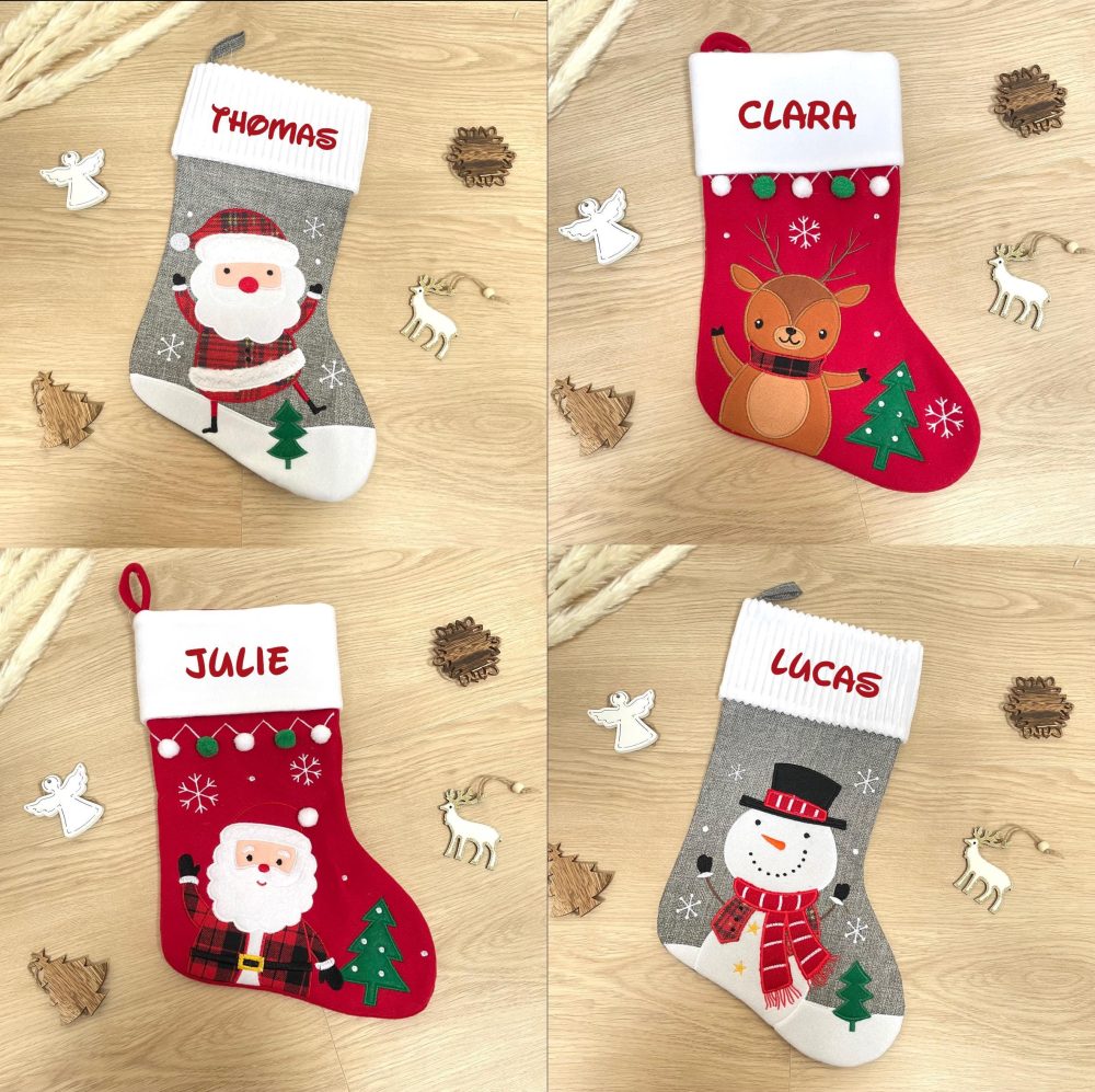 Chaussette de Noël Brodé personnalisée avec prénom — botte noël personnalisé