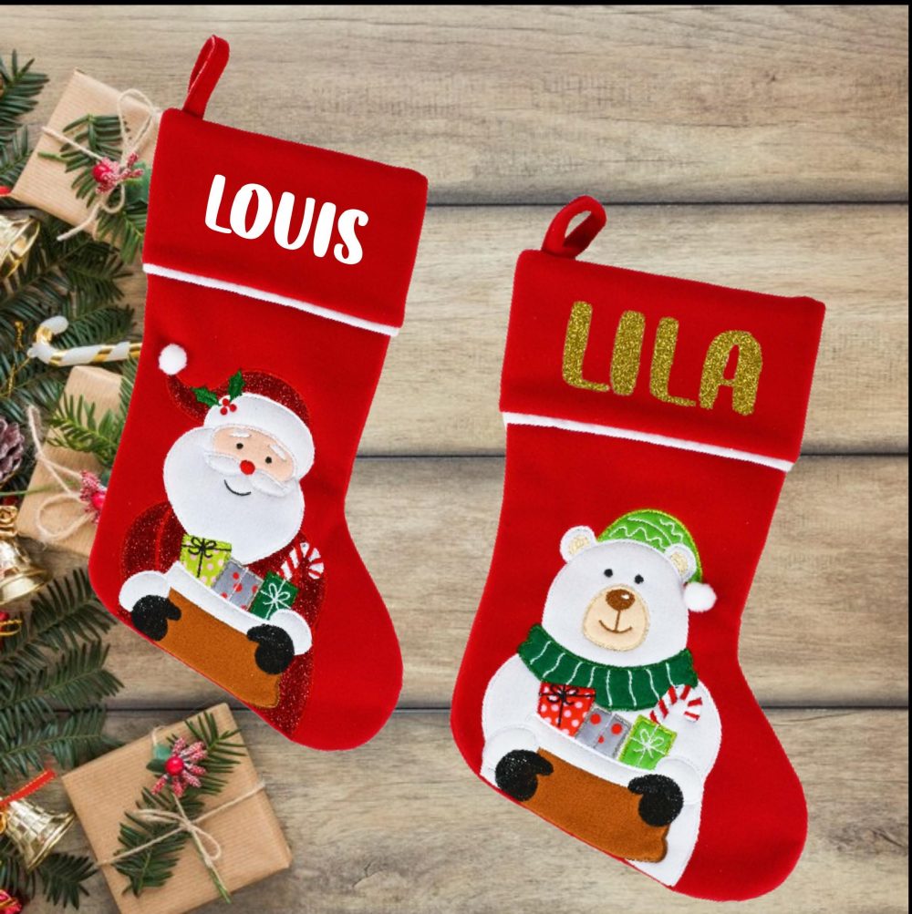 Chaussette de Noël personnalisée avec prénom — cadeau de noël personnalisé