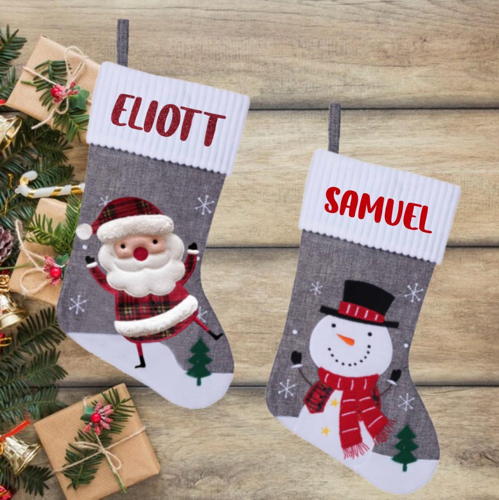 Chaussette de Noël personnalisée avec prénom — chaussette déco noël