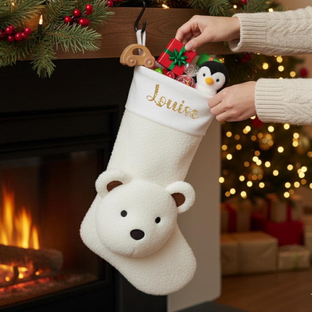 Chaussette de noël Prénom personnalisée — cadeau noël enfant