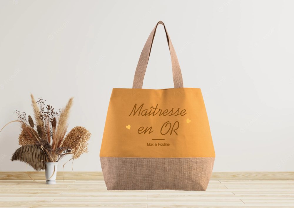 Grand sac cabas en jute à personnaliser — cabas à personnaliser