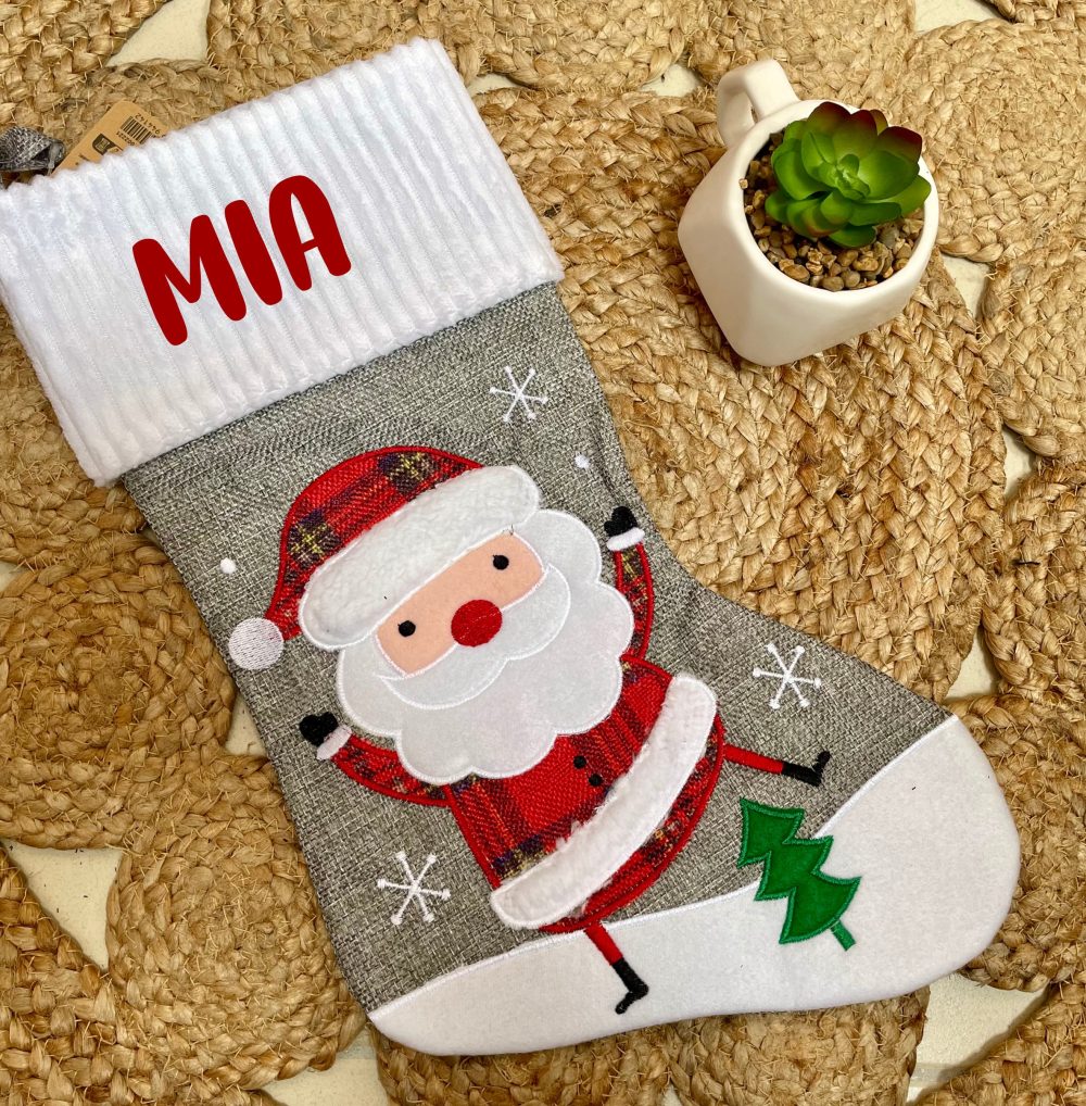 Grande chaussette de Noël grise — Cadeau noël