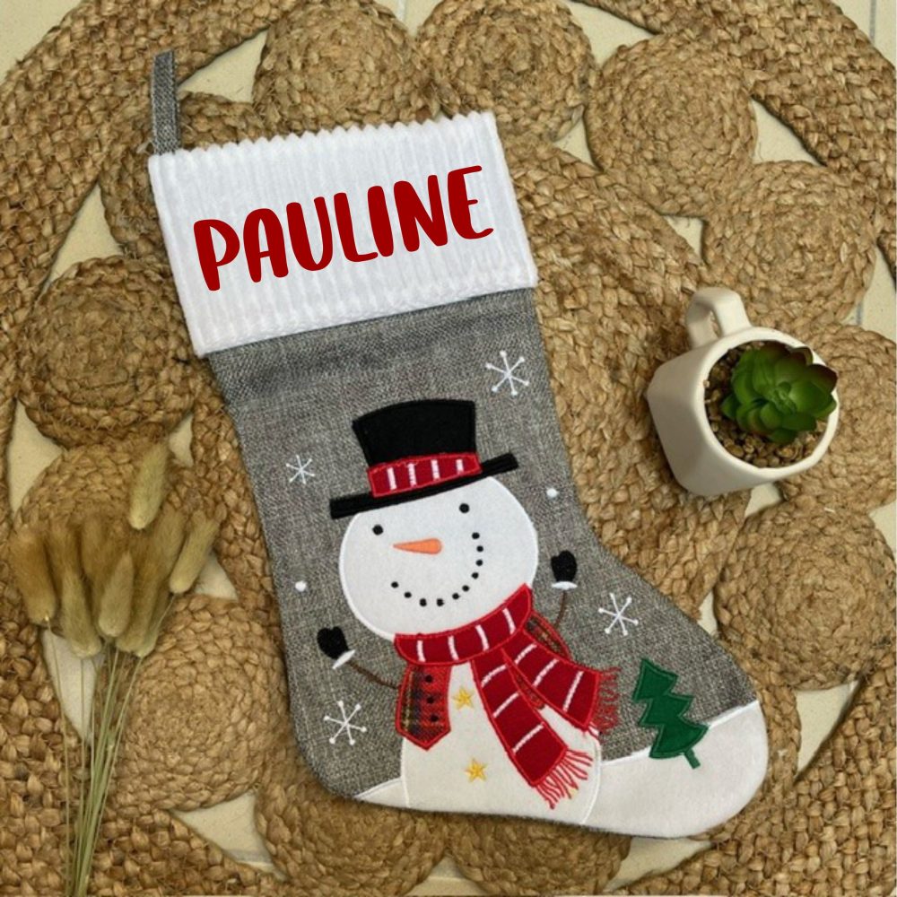 Grande chaussette de Noël grise — chaussette à suspendre