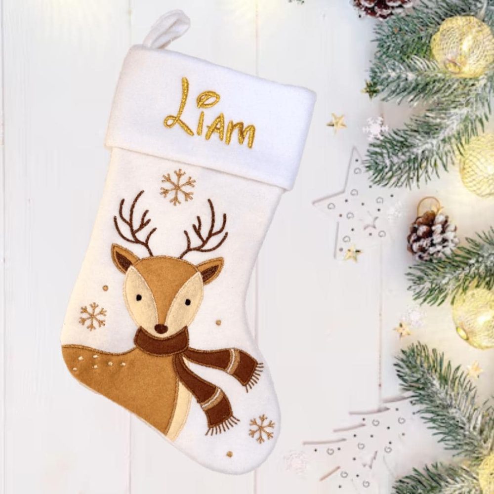 Chaussette de Noël Brodé personnalisée avec prénom — Botte noël brodée