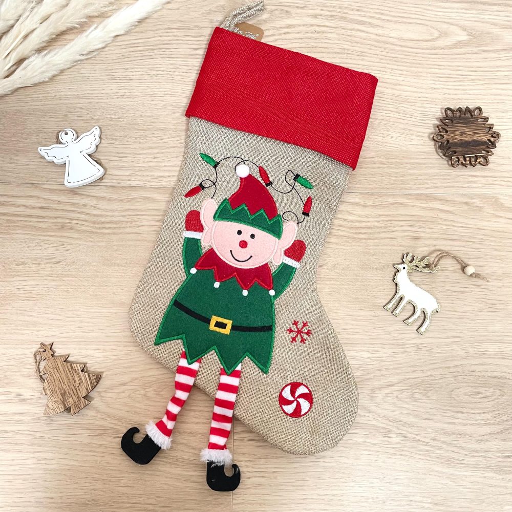 Chaussette de Noël Brodé personnalisée avec prénom — chaussette noël