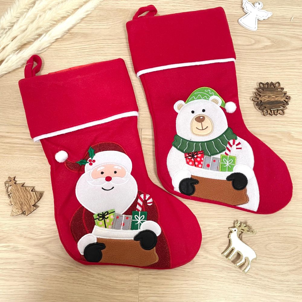 Chaussette de Noël Brodé personnalisée avec prénom — chaussette de noël brodée