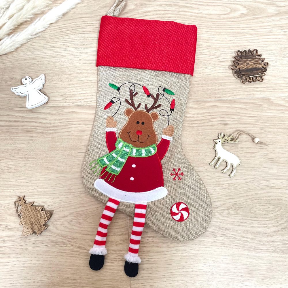 Chaussette de Noël Brodé personnalisée avec prénom — chaussette noel prénom