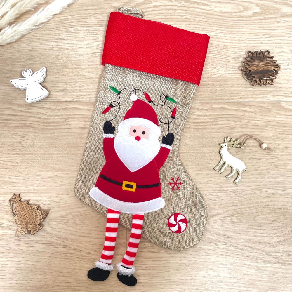 Chaussette de Noël Brodé personnalisée avec prénom — chaussette noël peronnalisé