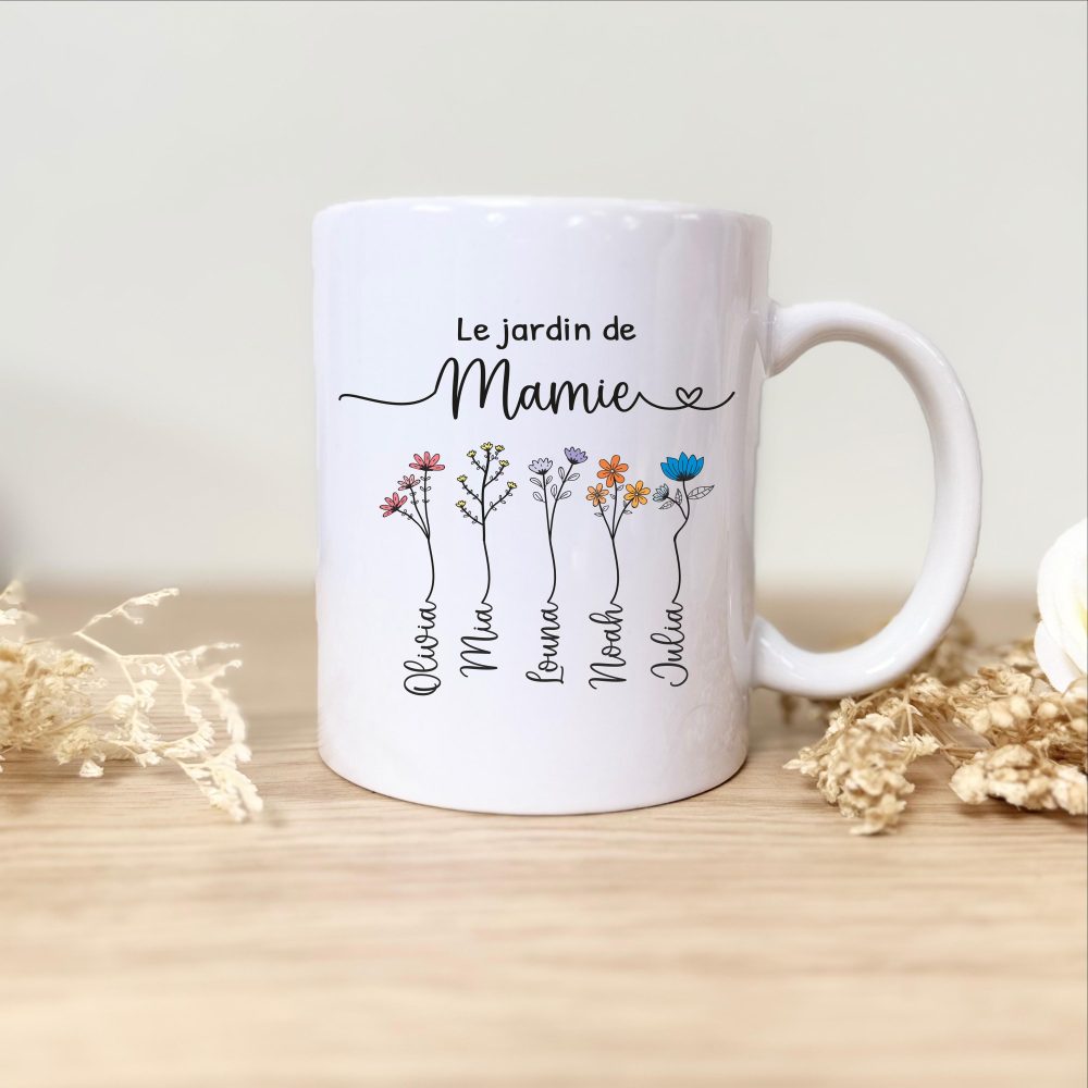 Mug personnalisé “Le jardin de Maman” — cadeau fête des mères
