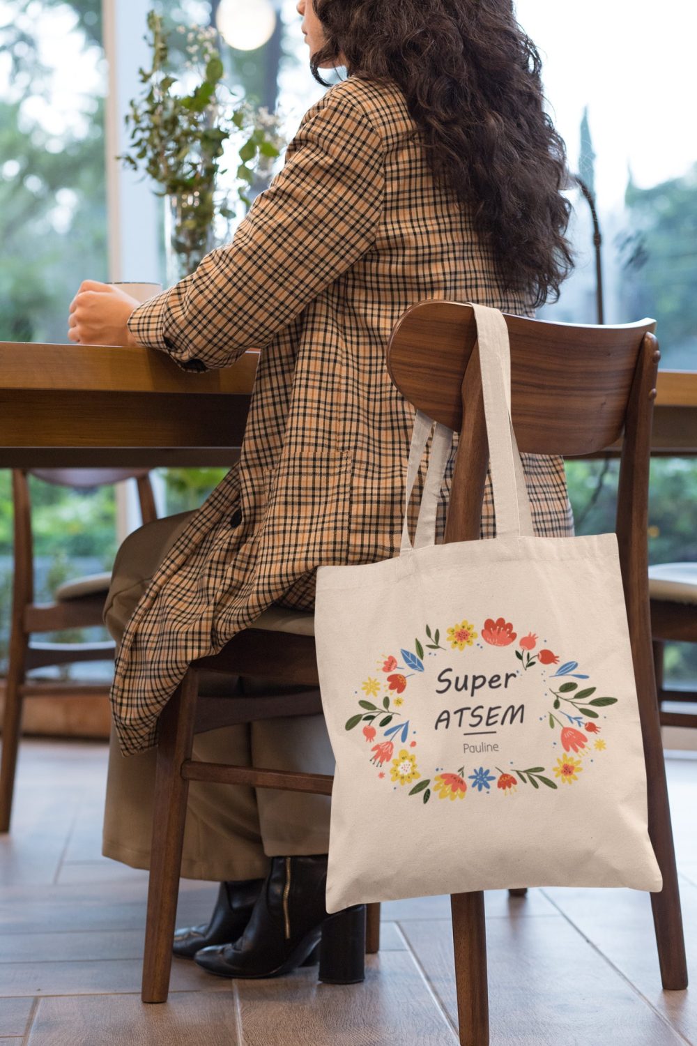 Tote bag personnalisé maitresse atsem — cadeau personnalisable atsem